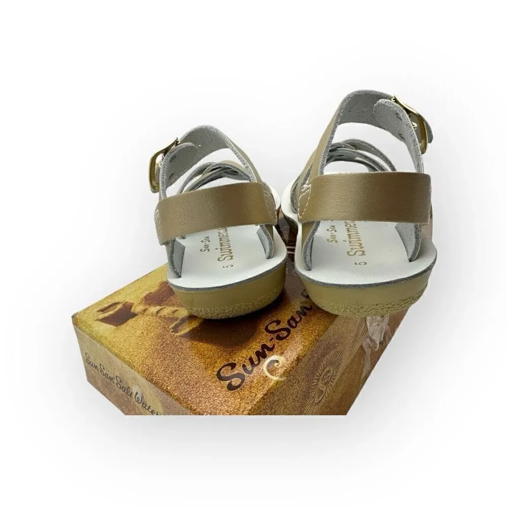 NWT Salt Water Sandals Kids Sun San Water Resistant Swimmer Flats Gold Size 5